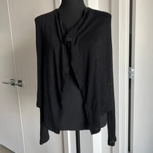 Thalia Sodi Cropped Cardigan Medium Open Front Black